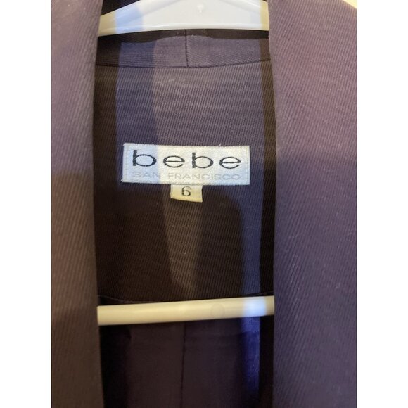 Bebe Blazer Womens Sz 6 Purple Tie Front Lined Silk Jacket Whimsigoth FLAW READ - Picture 3 of 11
